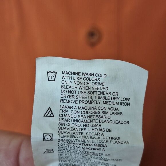 Dickies Men's Button Front Shirt 2XL Long Sleeve Orange Cooling Stretch‎ Pockets - Picture 11 of 11